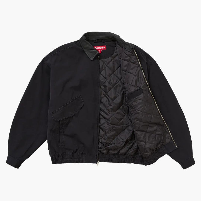 Najwyższa skórzana kurtka kołnierza FW24 Czarna