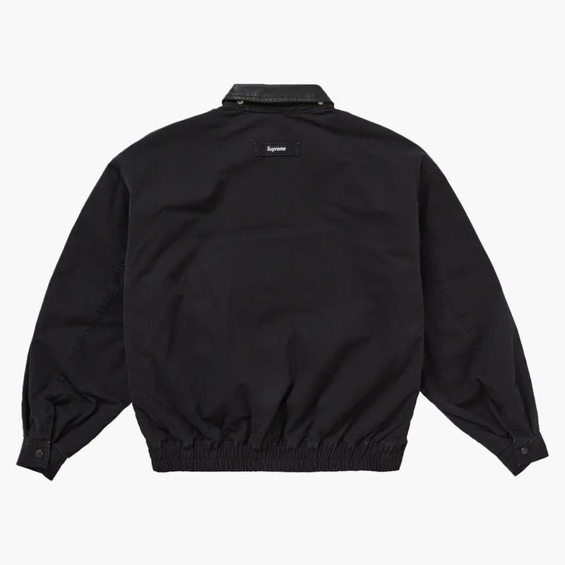 Najwyższa skórzana kurtka kołnierza FW24 Czarna