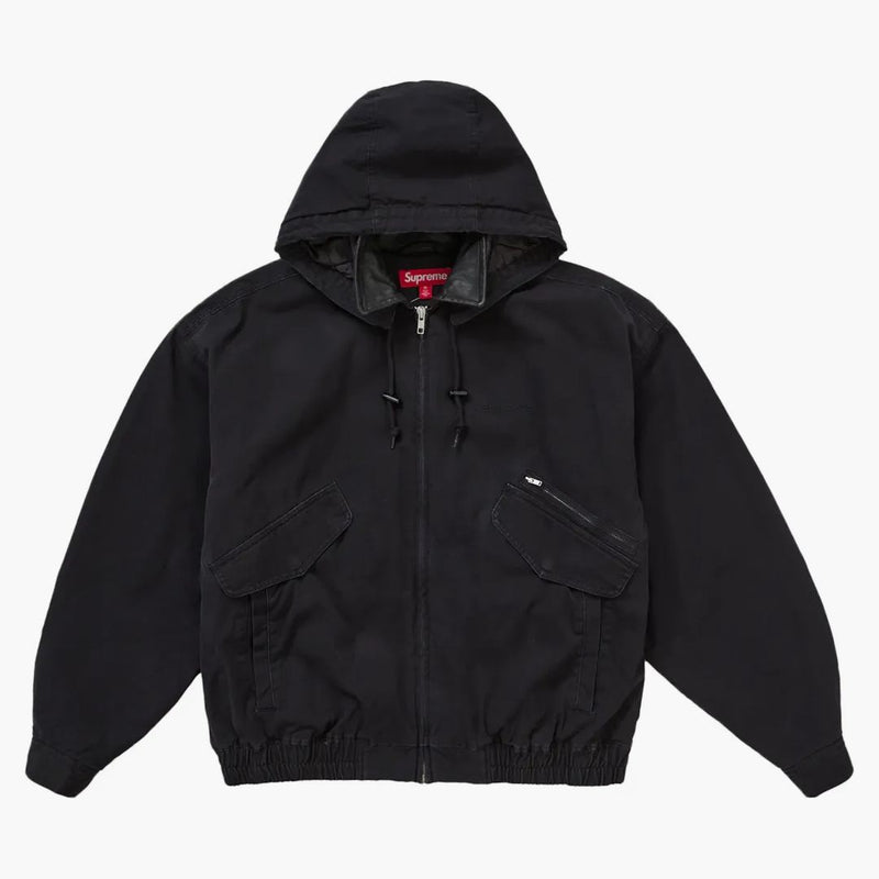 Najwyższa skórzana kurtka kołnierza FW24 Czarna