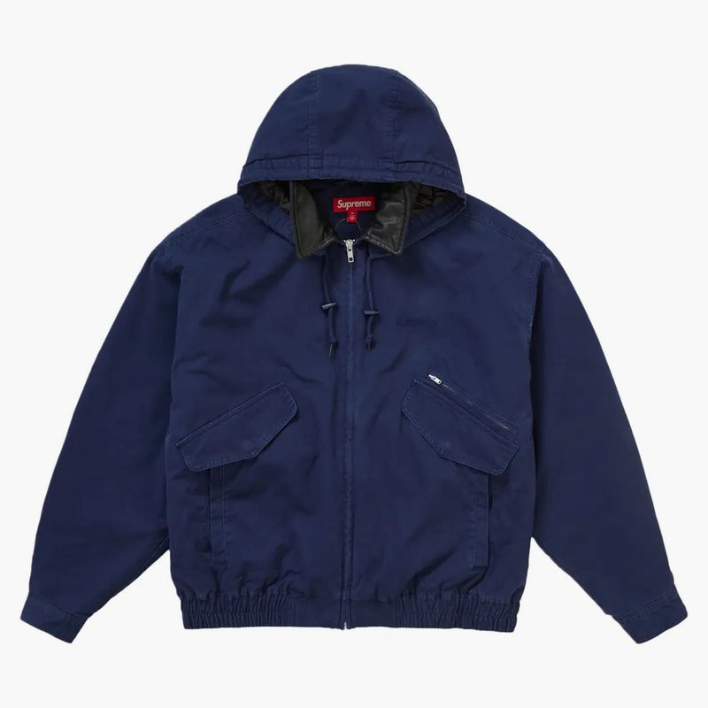 Supreme Leather Collar Utility Jacket FW24 Navy