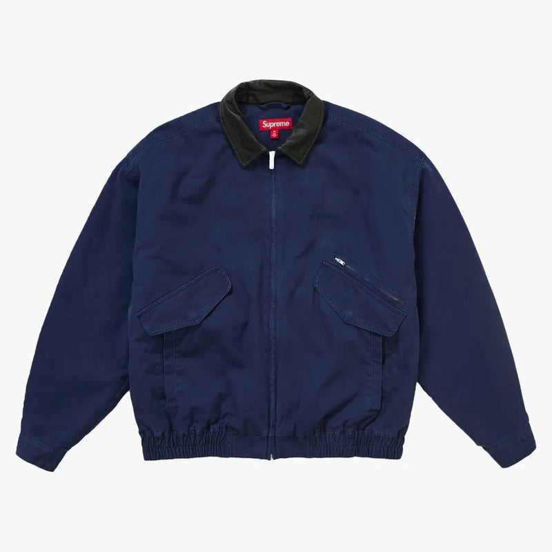 Supreme Leather Collar Utility Jacket FW24 Navy