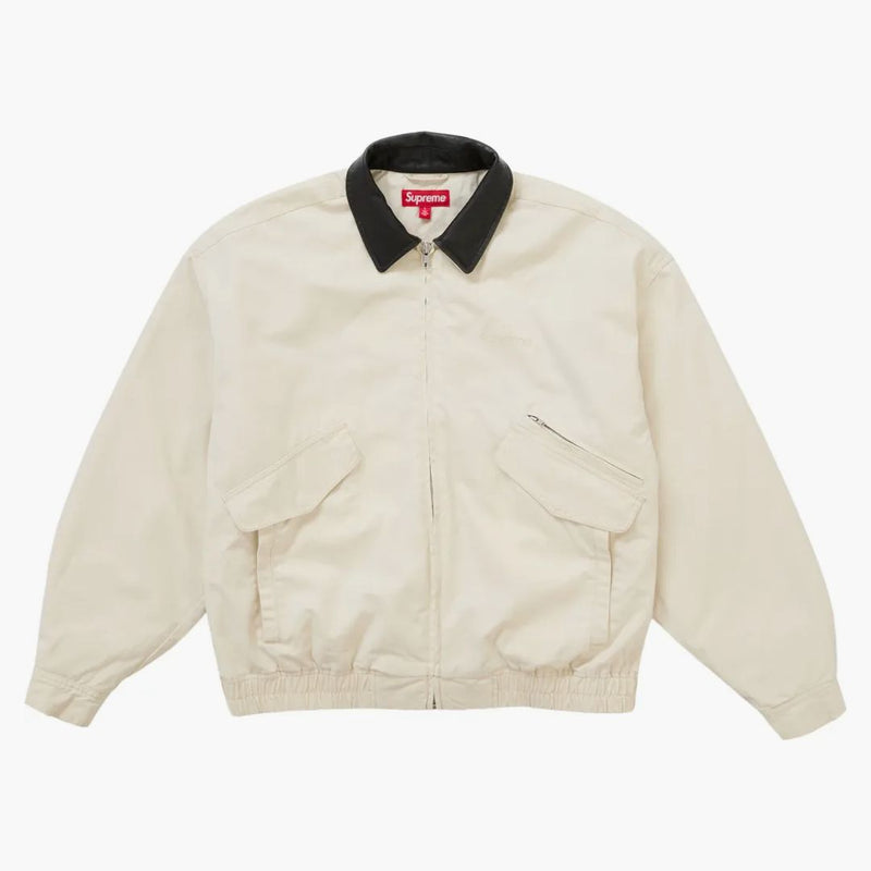 Supreme Leather Collar Utility Jacket FW24 Stone