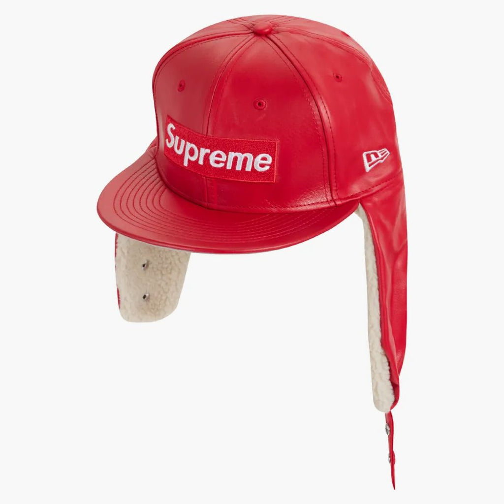 7 3/4【在庫あり】SUPREME LEATHER EARFLAP BOX LOGO NEW ERA AUTHENTIC SUPREME x NEW ERA LEATHER EARFLAP BOX LOGO CAP