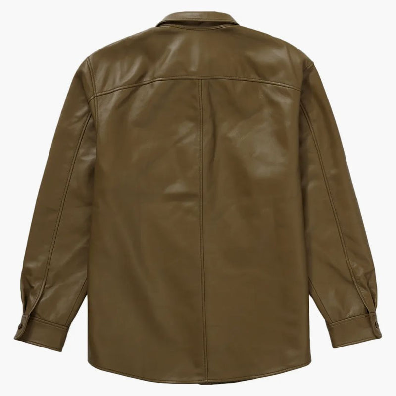 Supreme Leather Shirt Olive