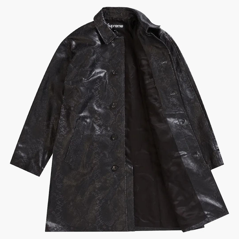 Supreme Leather Snake Trench Coat Black