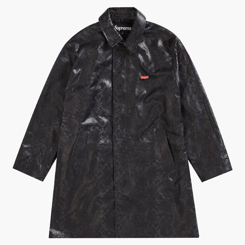 Supreme Leather Snake Trench Coat Black