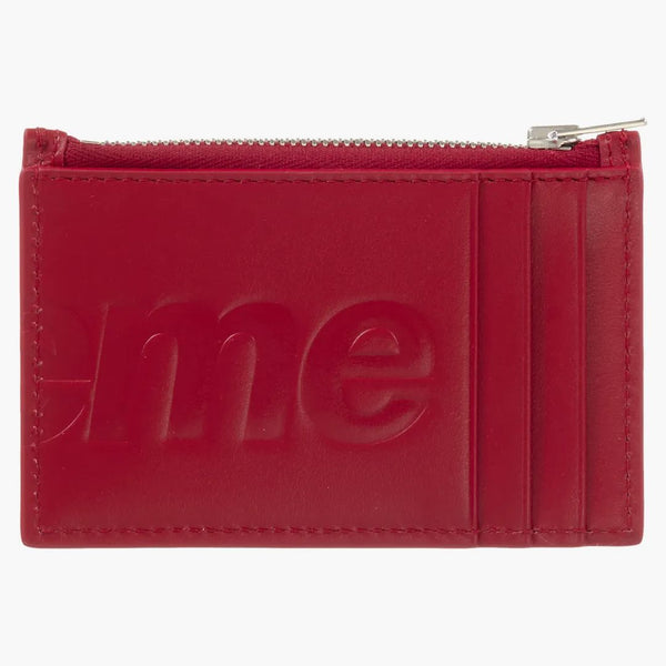 Supreme Leather Zip Card Holder Red
