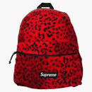 Nejvyšší leopard fleece batoh červená