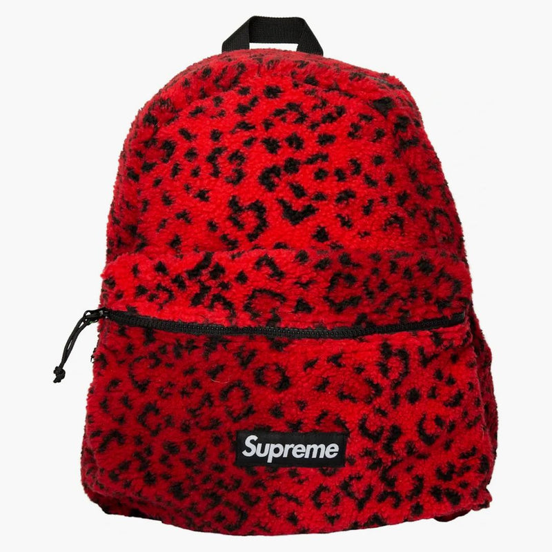 Supreme Leopard Fleece Backpack Red