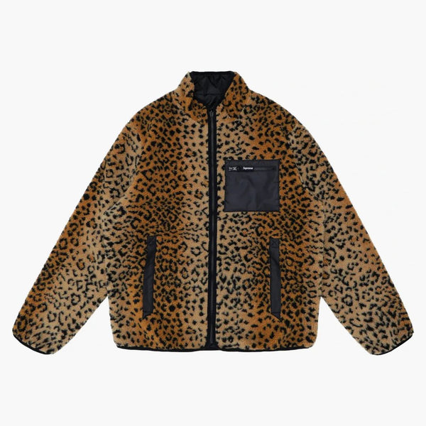 Supreme leopard fleece reversible jacket black