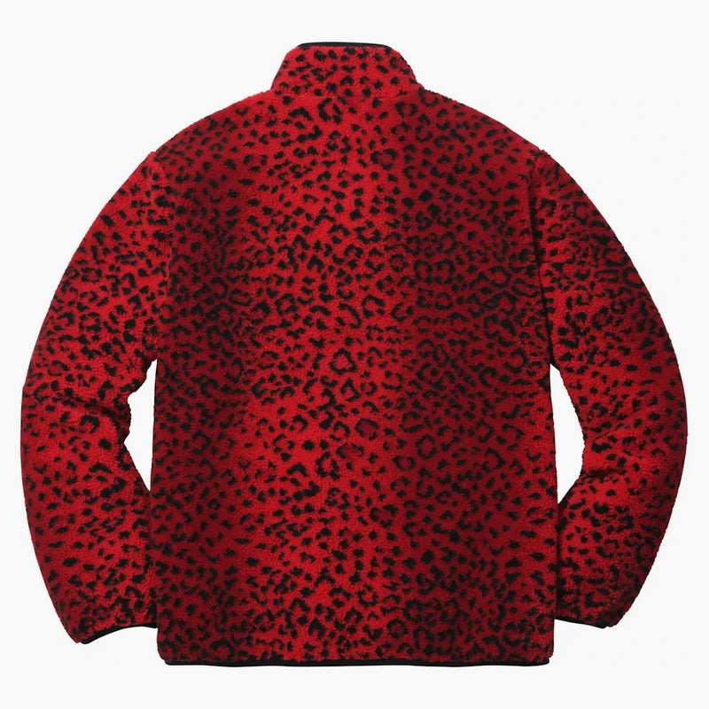 Supreme leopard fleece reversible jacket red