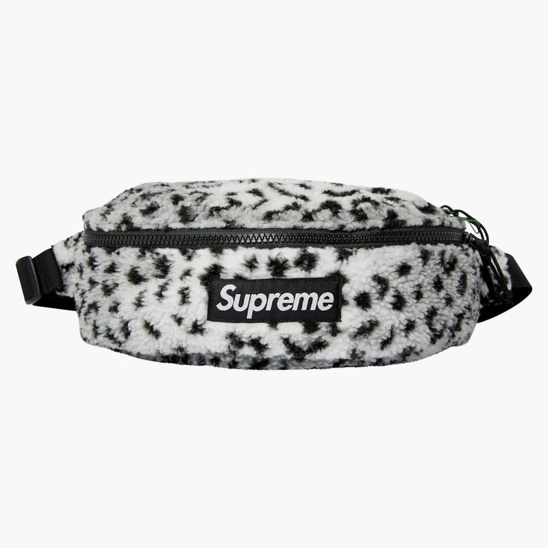 Supreme Leopard Fleece Waist Bag White