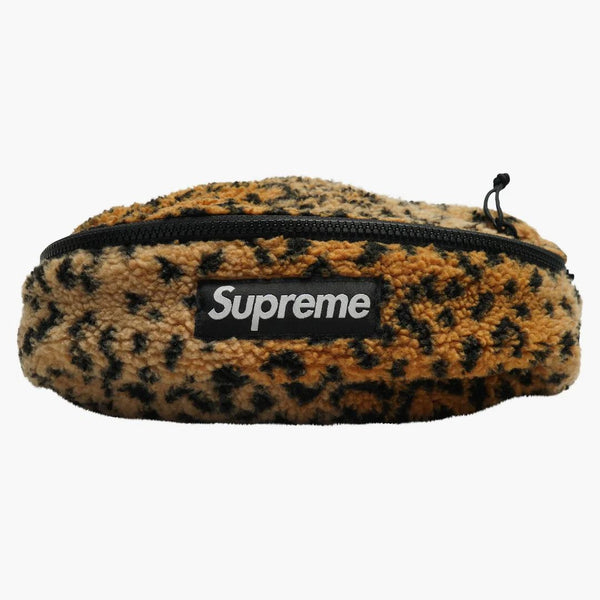 Supreme Leopard Fleece Waist Bag Yellow