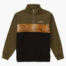 Supreme Leopard Panel Half Zip Sweatshirt Dark Olive
