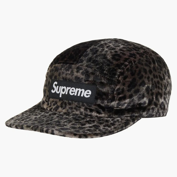 Supreme Leopard Velvet Camp Cap Black