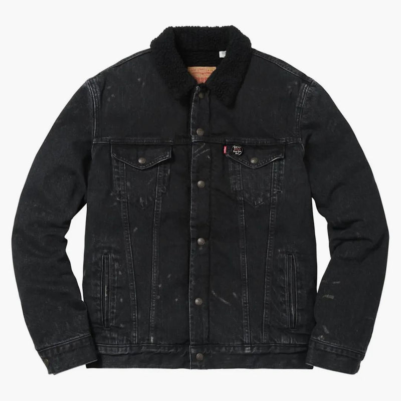 Blached Sherpa Trucker bunda černá