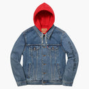 Supreme Levi's Fleece Hooded Trucker Jacket Blue
