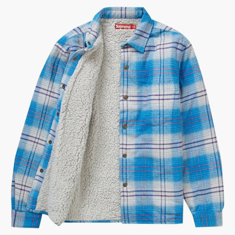 Camicia a scatto di flanella allineata suprema blu