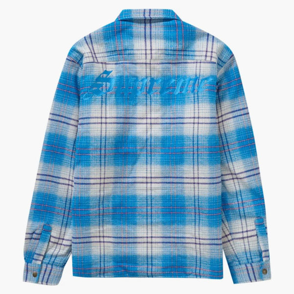 Camicia a scatto di flanella allineata suprema blu