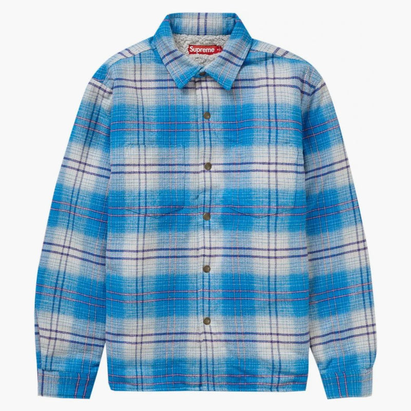 Camicia a scatto di flanella allineata suprema blu