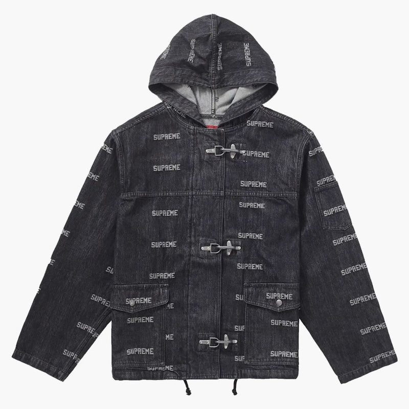 Supreme Logo Denim Turnout Jacket Black