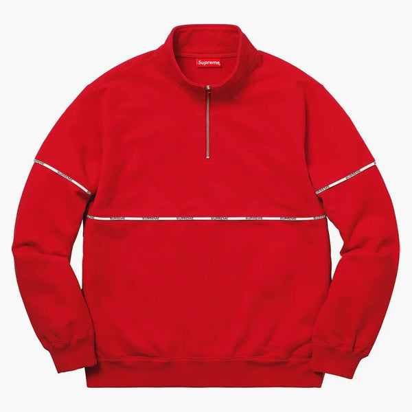 Supreme Logo Piping Half Zip Sweatshirt Red
