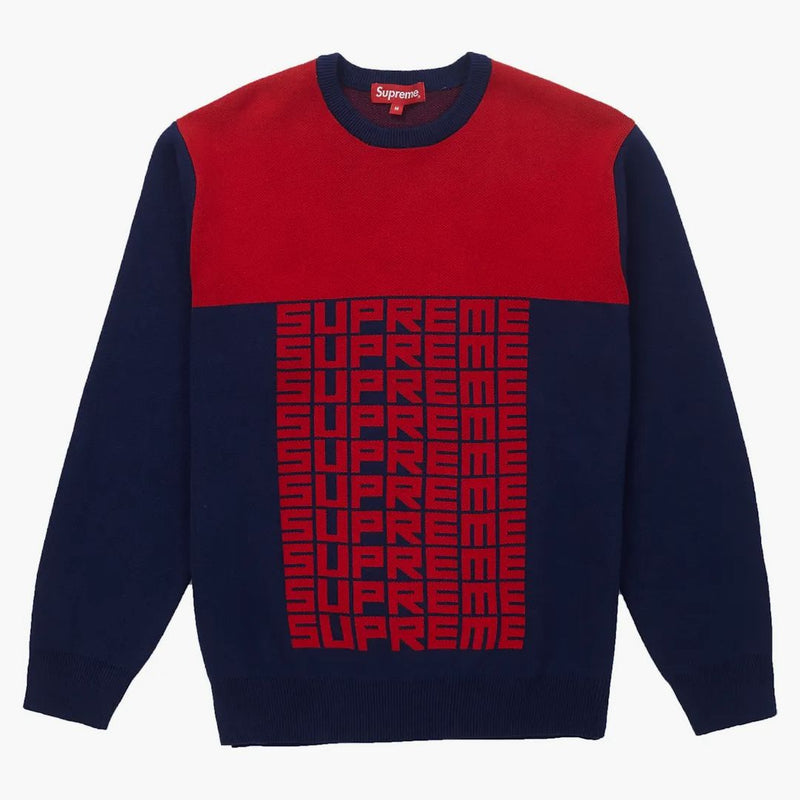 Supreme Logo Repeat Sweater Navy