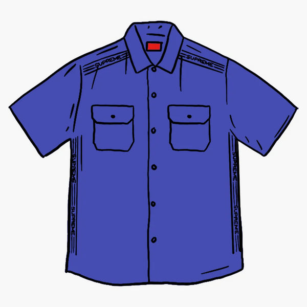 Supreme Logo Rib S/s Work Shirt Dusty Royal
