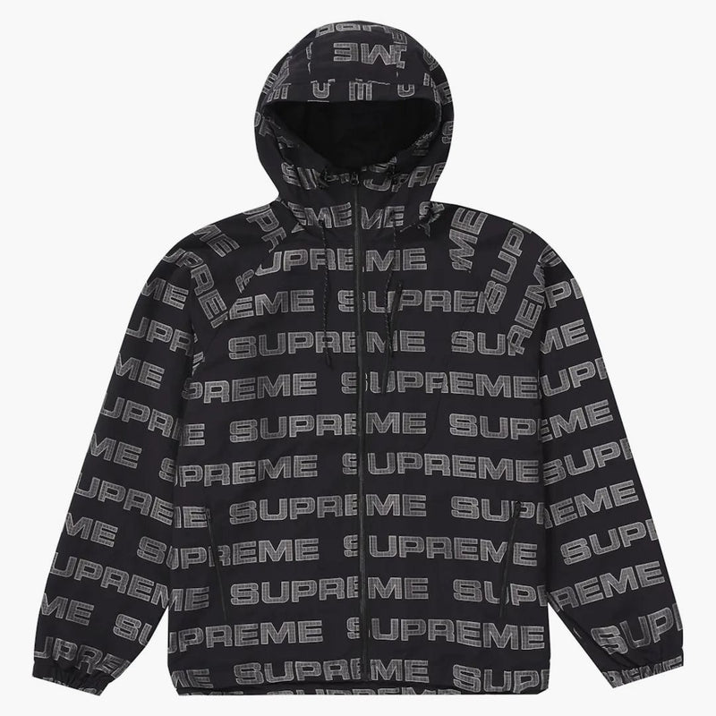 Supreme Logo Ripstop Hooded Track Jacket Black