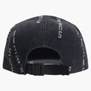 Supreme Logo Stripe Jacquard Denim Camp Cap Black