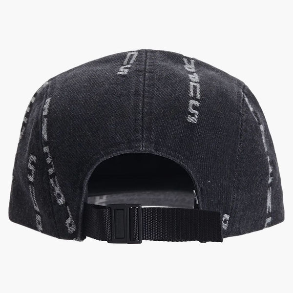 Nejvyšší logo Stripe Jacquard Denim Camp Cap Black