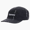 Supreme Logo Stripe Jacquard Denim Camp Cap Black