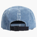Supreme Logo Stripe Jacquard Denim Camp Cap Blue