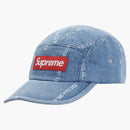 Supreme Logo Stripe Jacquard Denim Camp Cap Blue