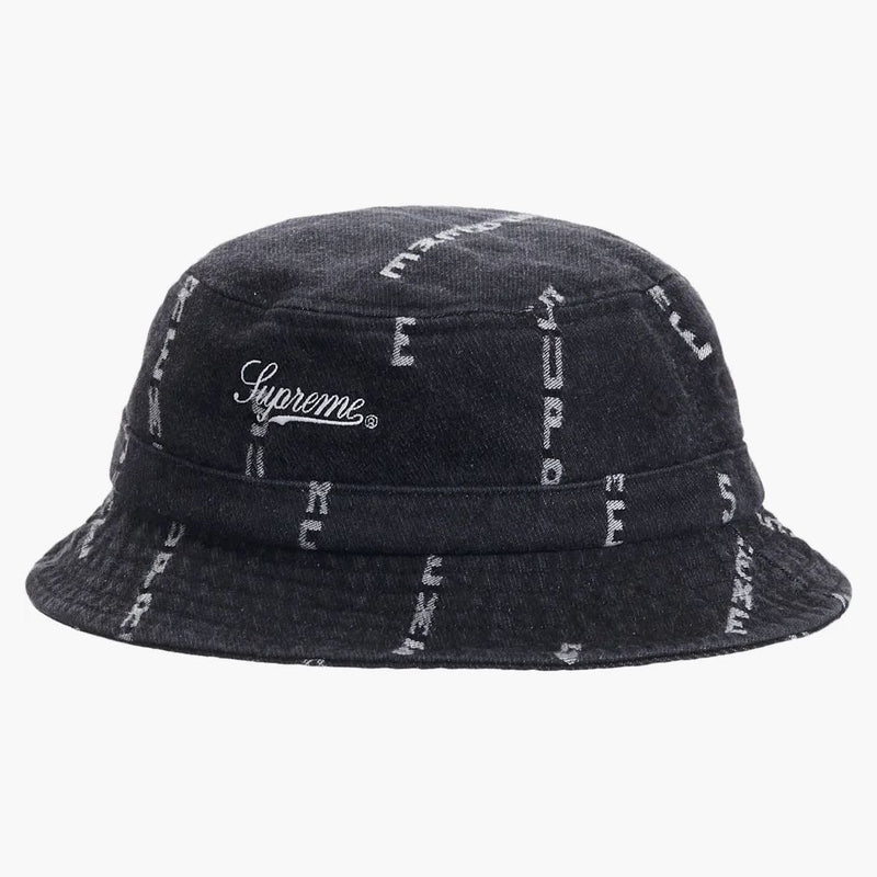 Stripe logo Supreme Jacquard Denim Crusher Black