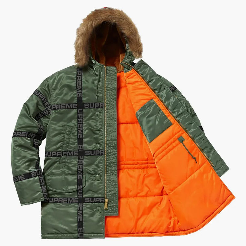 Supremo logo nastro n-3b parka olive