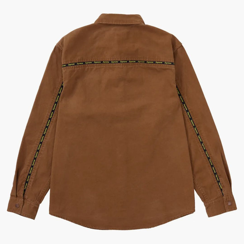 Supreme Logo Taping Work Shirt Brown