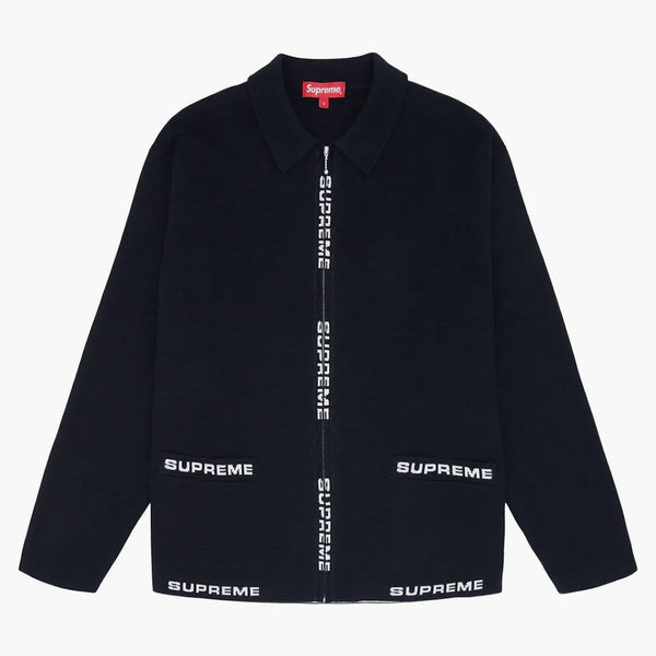 Supreme logo trim zip cardigan svart