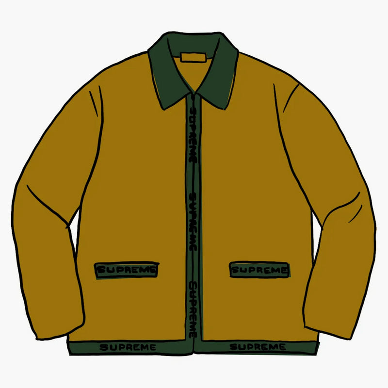 Supreme Logo Trim Zip Cardigan Olive