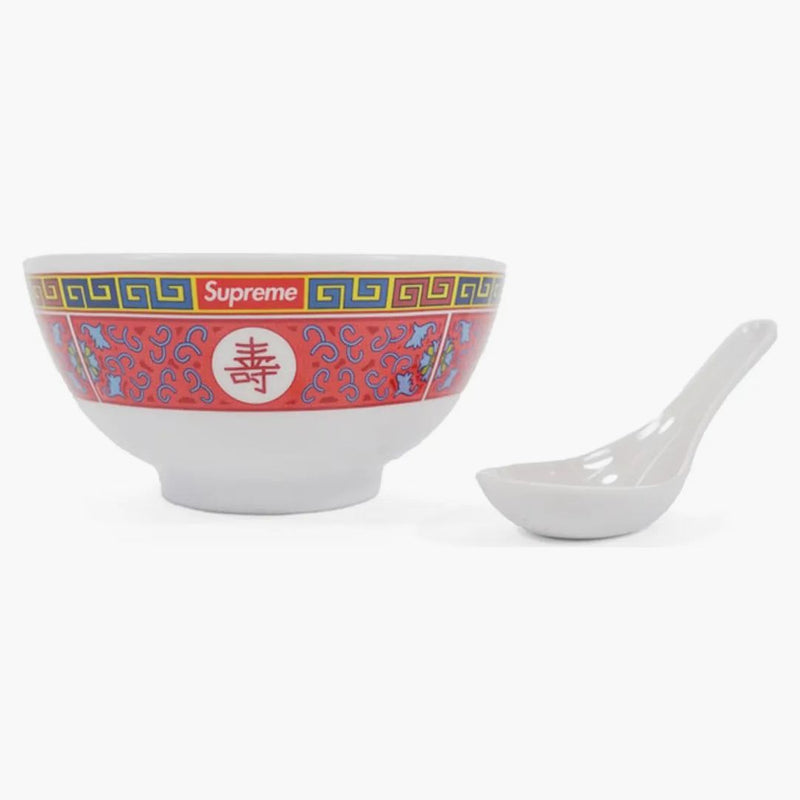 Set di zuppe di longevità supremo (ciotola e cucchiaio) bianco