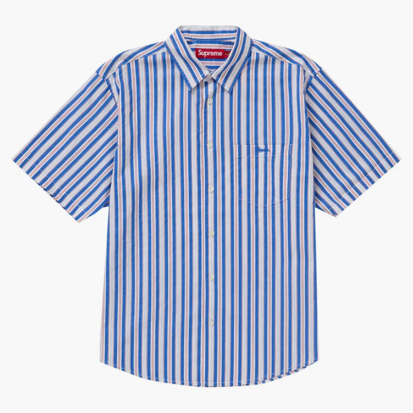 Nejvyšší volný fit s více pruhy S/S tričko modrou