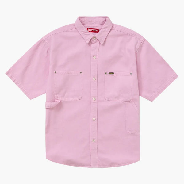 Nejvyšší volný fit s/s džínovitý malířský košile růžový