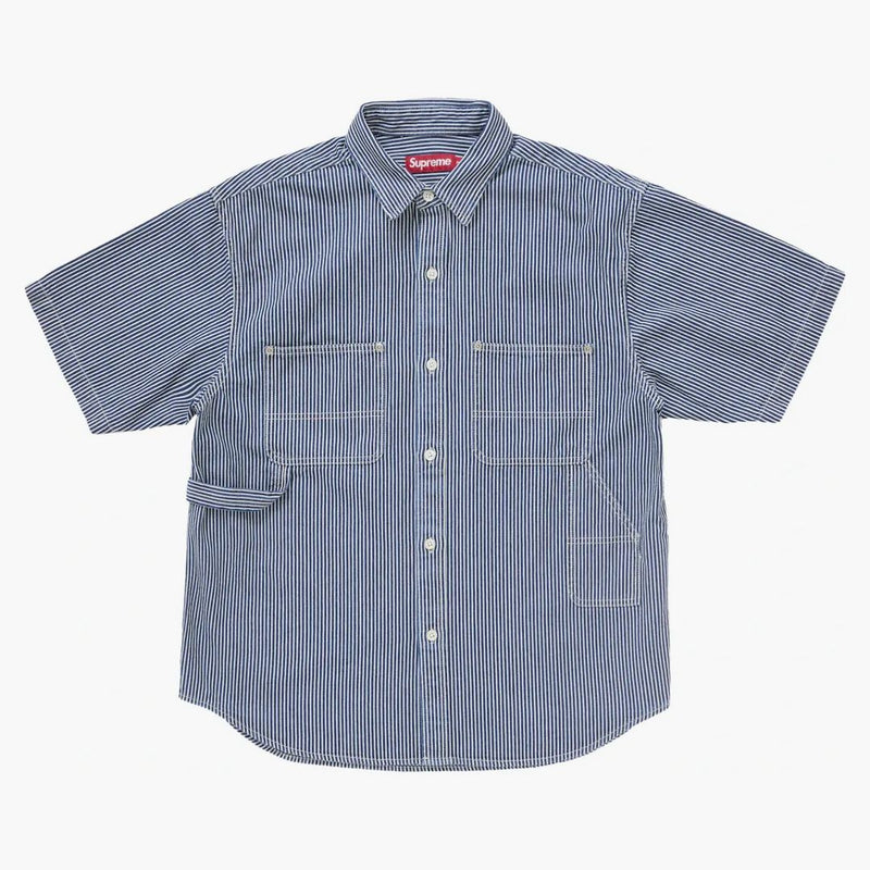 Supreme Loose Fit S/s Denim Painter Shirt (ss25) Blue Pinstripe