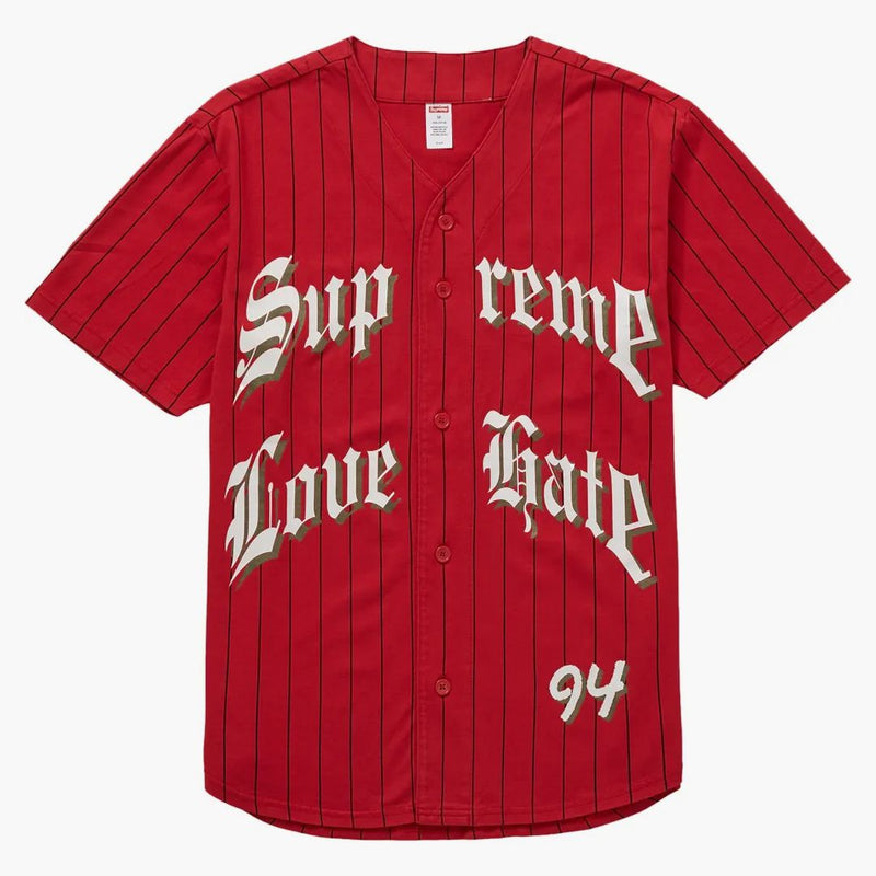 Supreme Love Hate Baseball Jersey Red