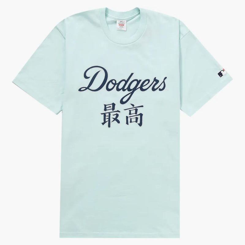 Supreme mlb los angeles dodgers kanji teams tea pale blue