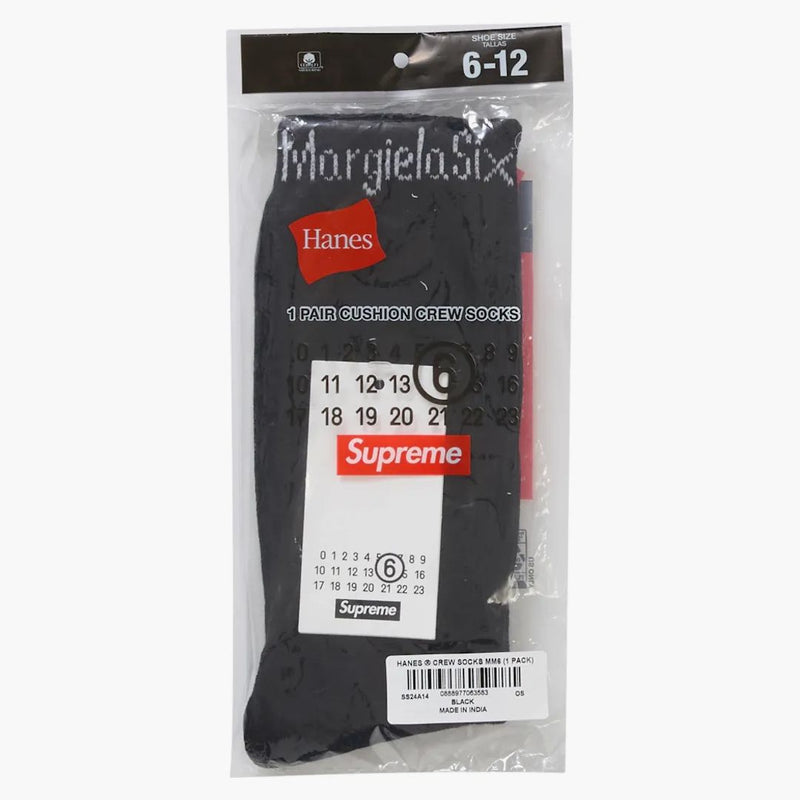 Supreme Mm6 Maison Margiela Hanes Crew Socks (1 Pack) Black