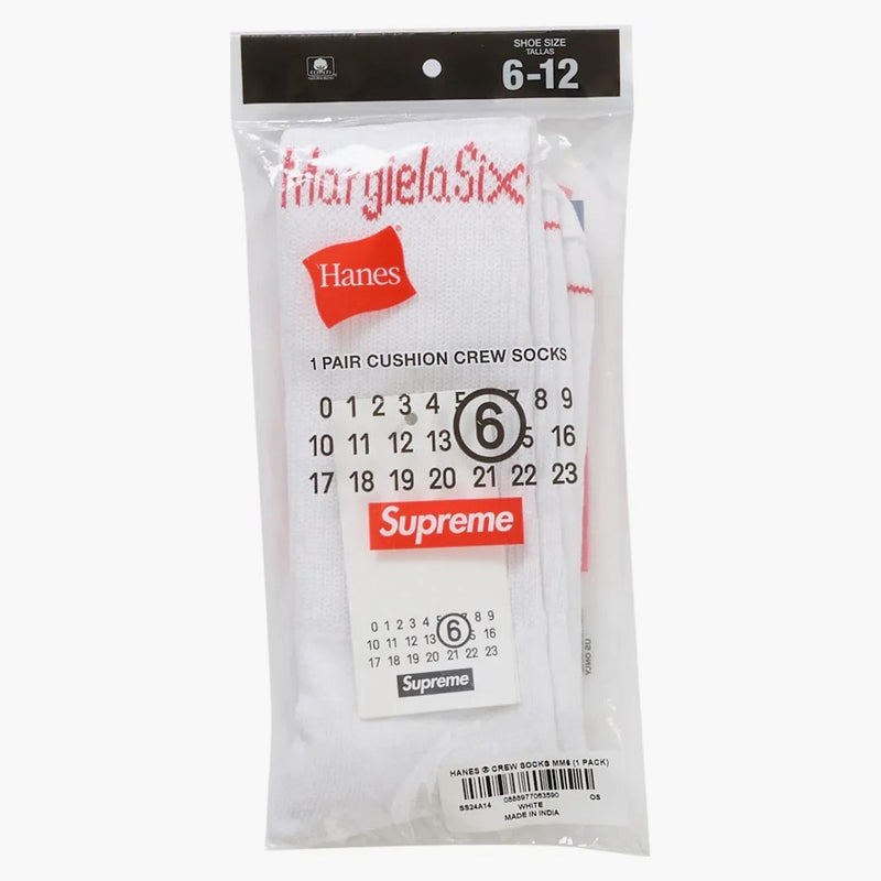 Supreme Mm6 Maison Margiela Hanes Crew Socks (1 Pack) White