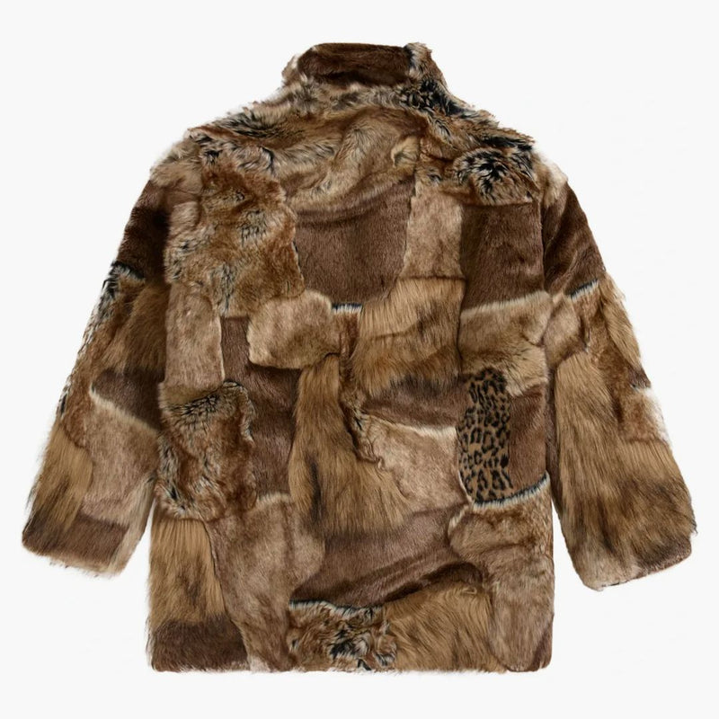 Supreme Mm6 Maison Margiela Patchwork Faux för Coat Brown