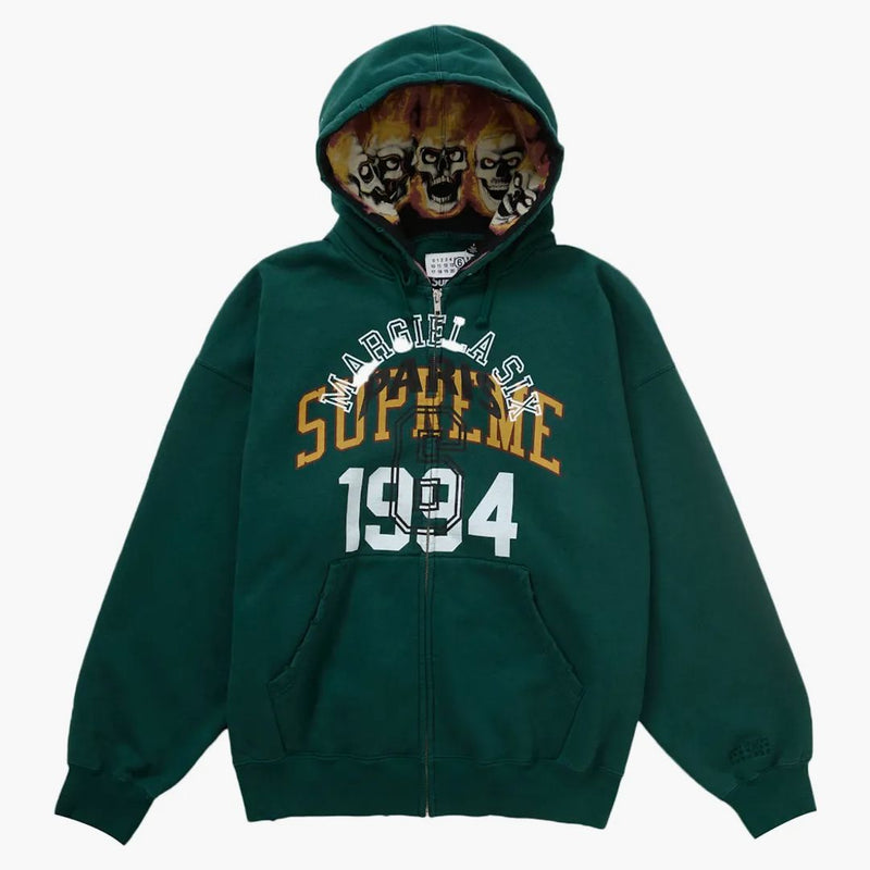 Nejvyšší mm6 Maison Margiela Zip Up Mikina s kapucí tmavě zelená