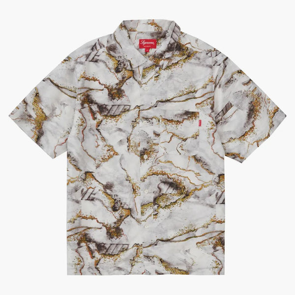 Supreme Marble Silk S/s Shirt White